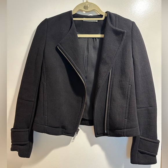Vince Black Asymmetrical Knit Moto jacket - Picture 1 of 5